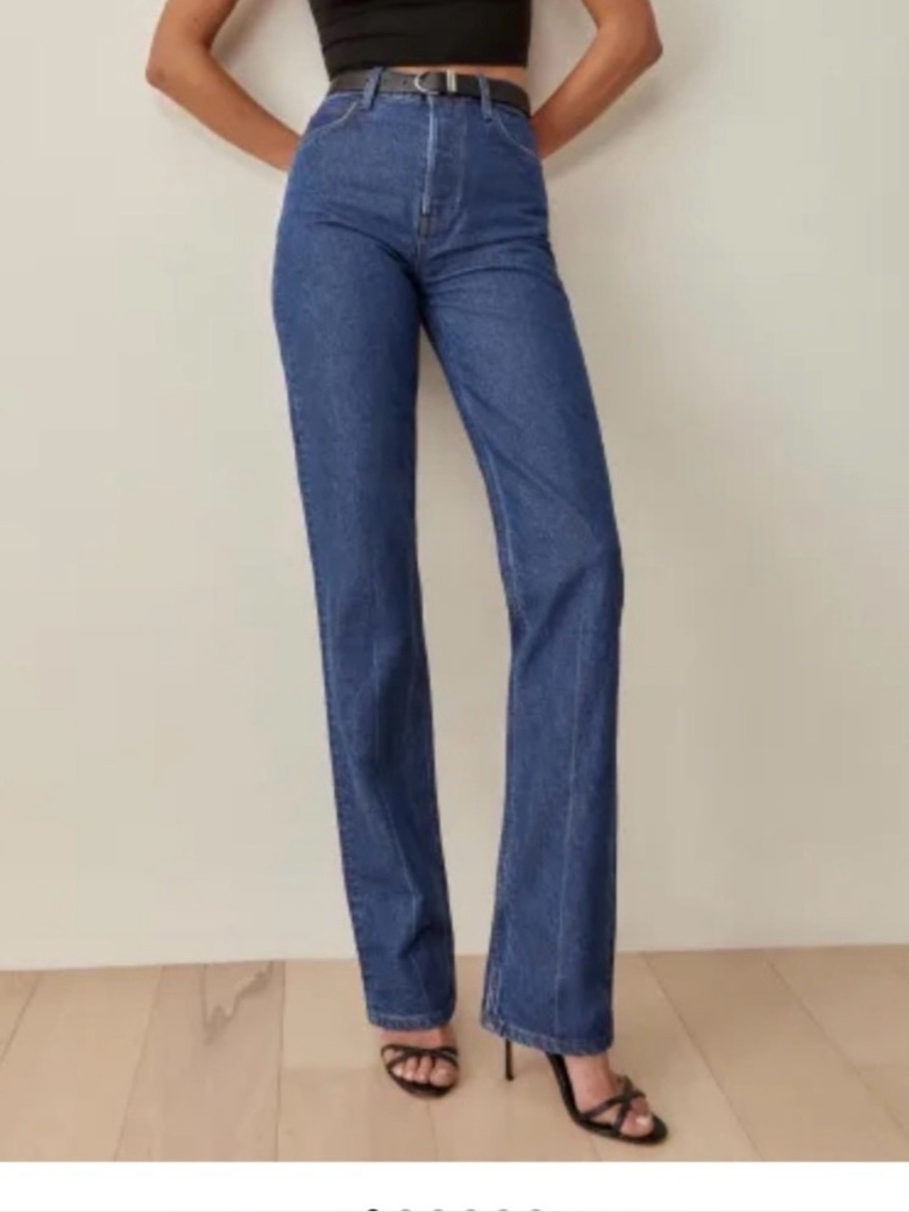 Reformation High-Rise Straight Jeans in Classic Blue